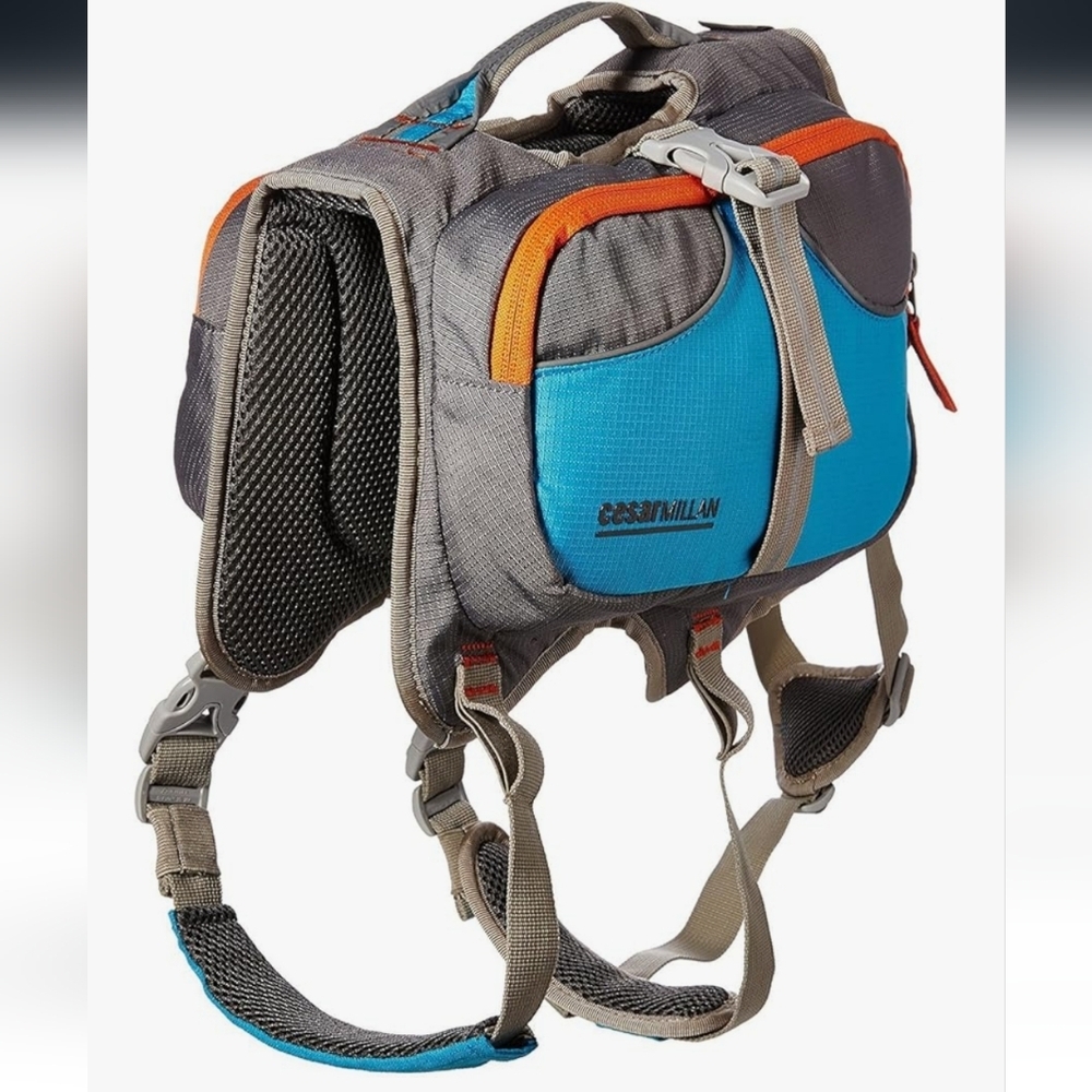 Cesar Millan Blue and Orange Dog Backpack Large NWOT - Picture 2 of 15